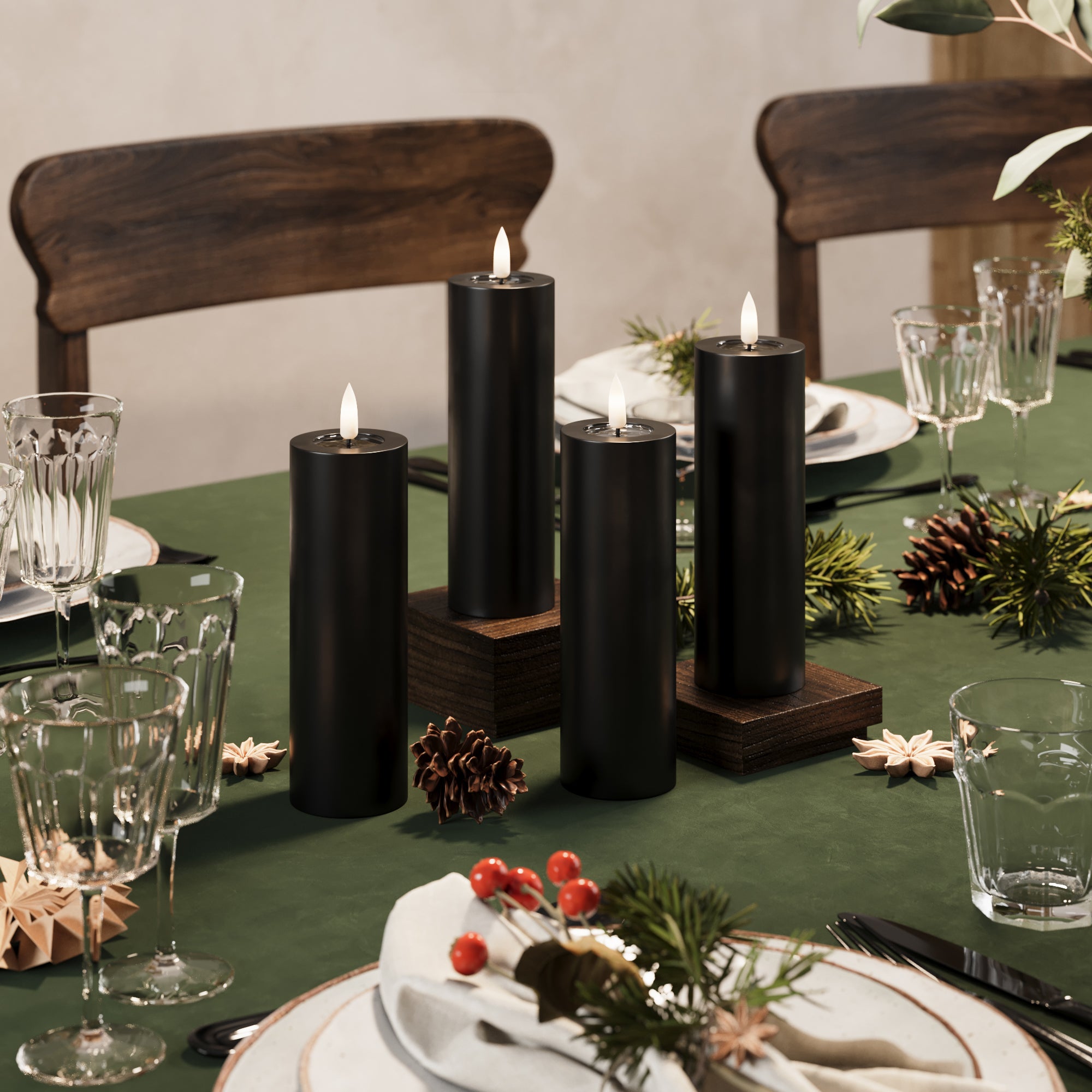 LED -plokktuled Ø 5 x 15 cm Must - 4 tk