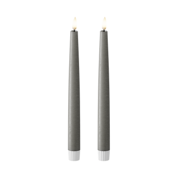 LED Kronelys 2 stk, Ø 2,2 x 25 cm Mørkegrå
