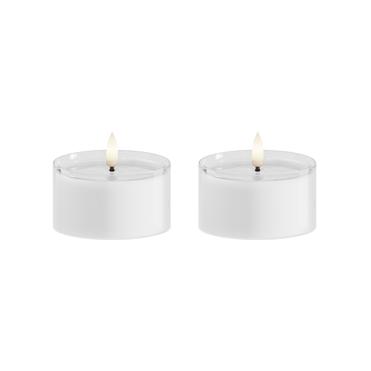 LED Värmeljus i glas 2 st, Ø 7,5 x 4,3 cm Vit