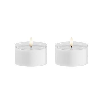 LED Värmeljus i glas 2 st, Ø 7,5 x 4,3 cm Vit