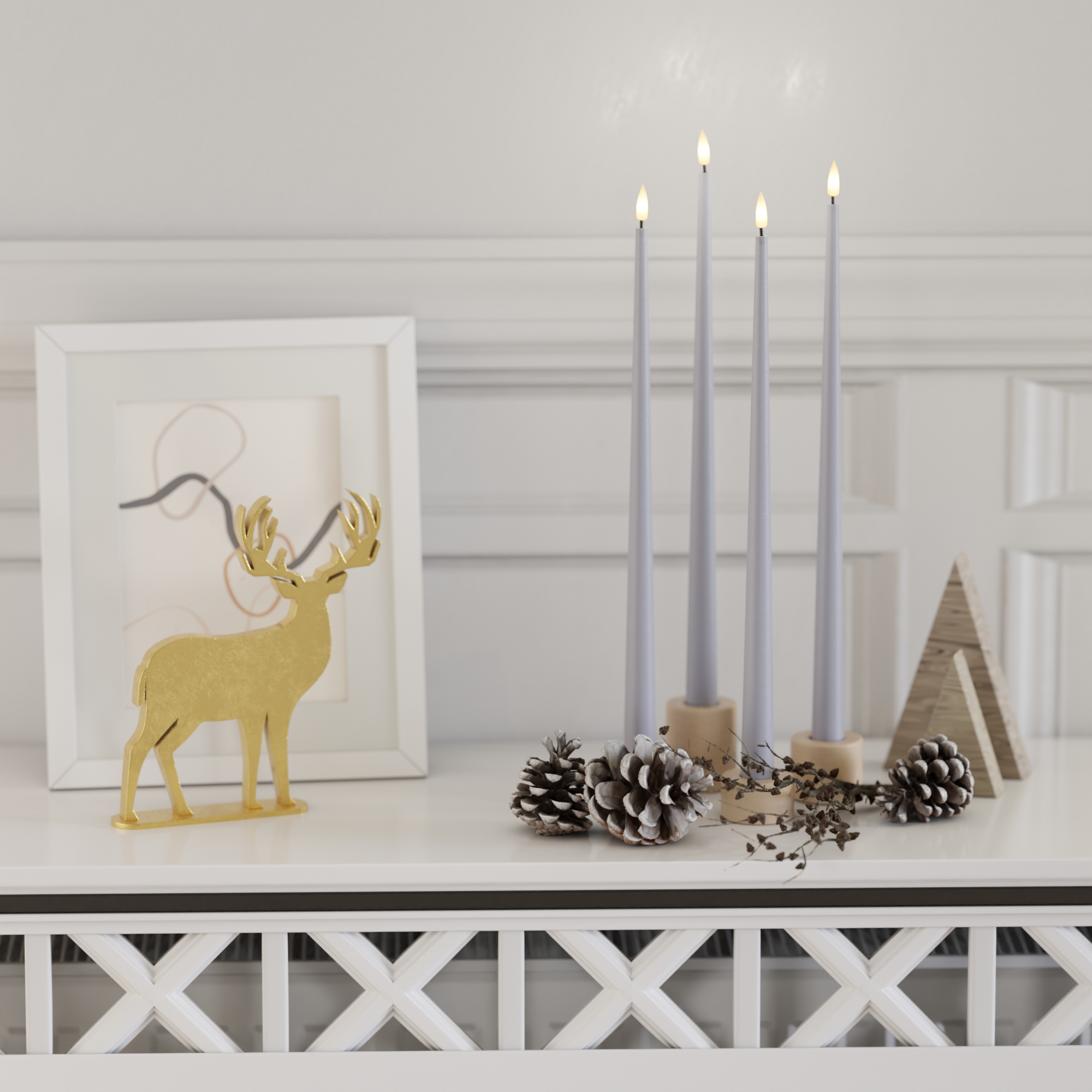 Deluxe Homeart Πακέτο LED Candle Light - Ξεθωριασμένο μπλε - 4 τεμάχια 38 cm 2