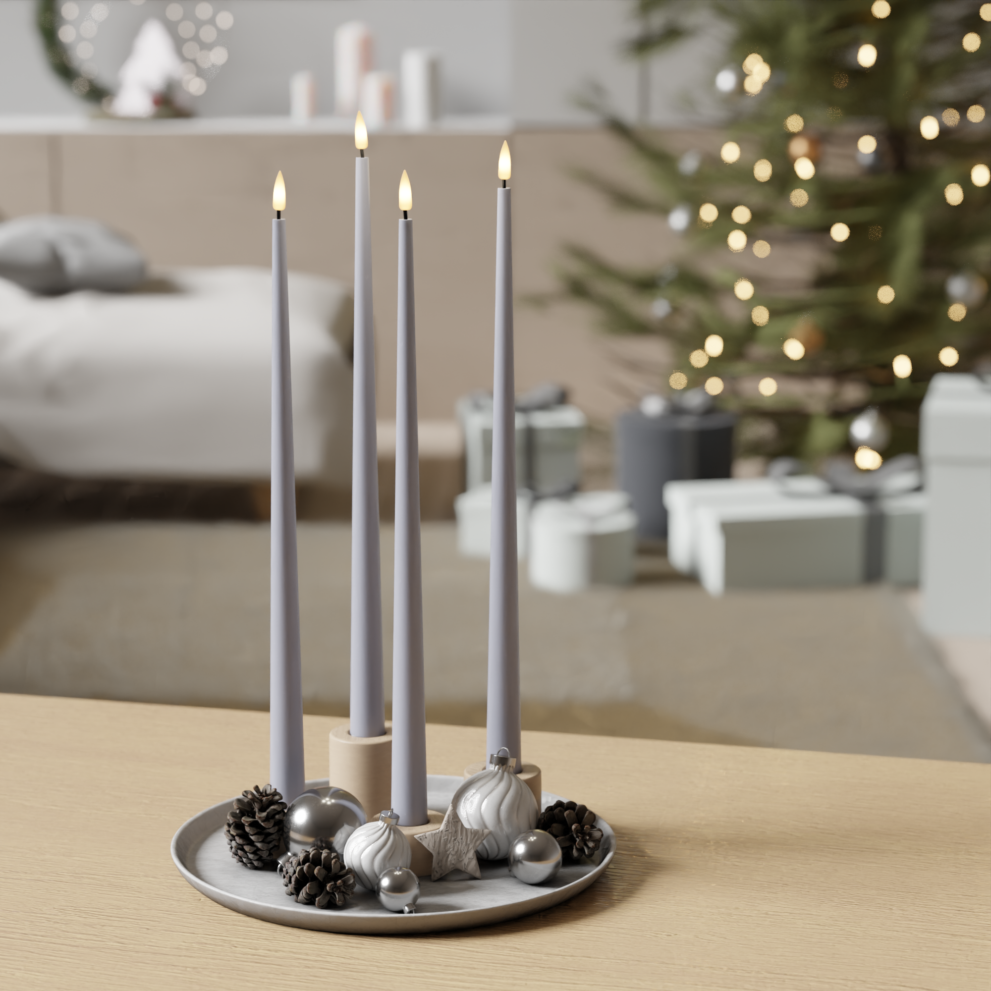 Deluxe Homeart Πακέτο LED Candle Light - Ξεθωριασμένο μπλε - 4 τεμάχια 38 cm 1