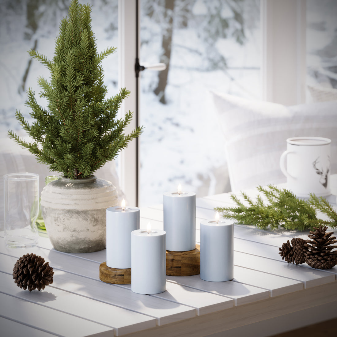 Φώτα μπλοκ LED Ø 7,5 x 12,5 cm Ξεθωριασμένο μπλε - 4 τεμ.