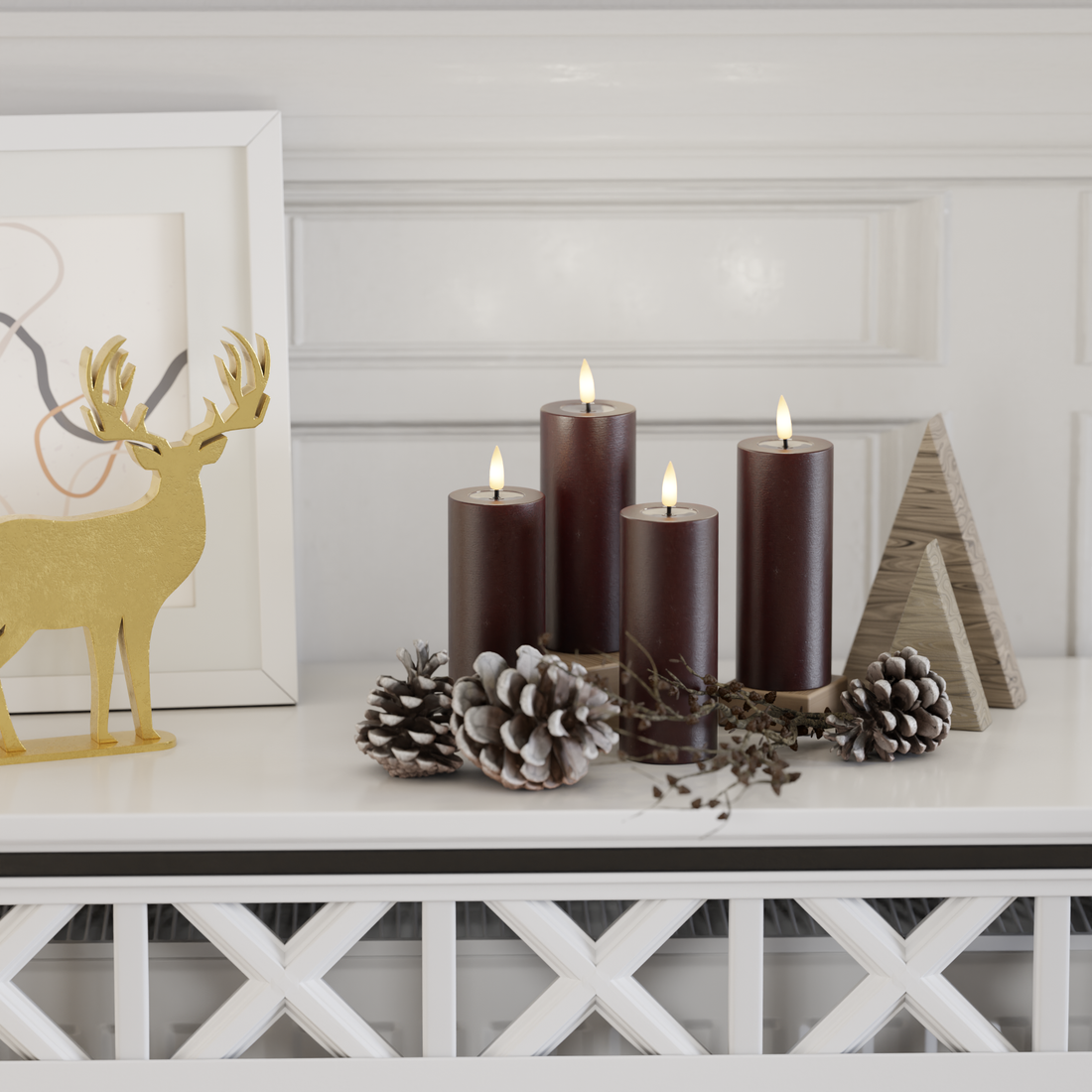 Deluxe Homeart Bourgogne bloklys pakke 4 x ø 5 x 12,5 1