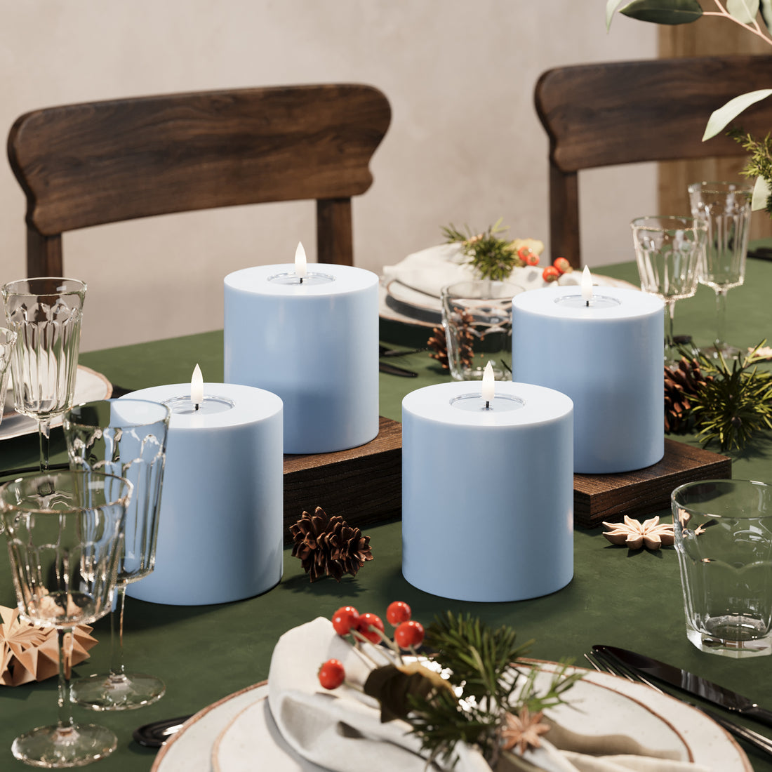 Φώτα μπλοκ LED Ø 10 x 10 cm Παγωμένο μπλε - 4 τεμ.