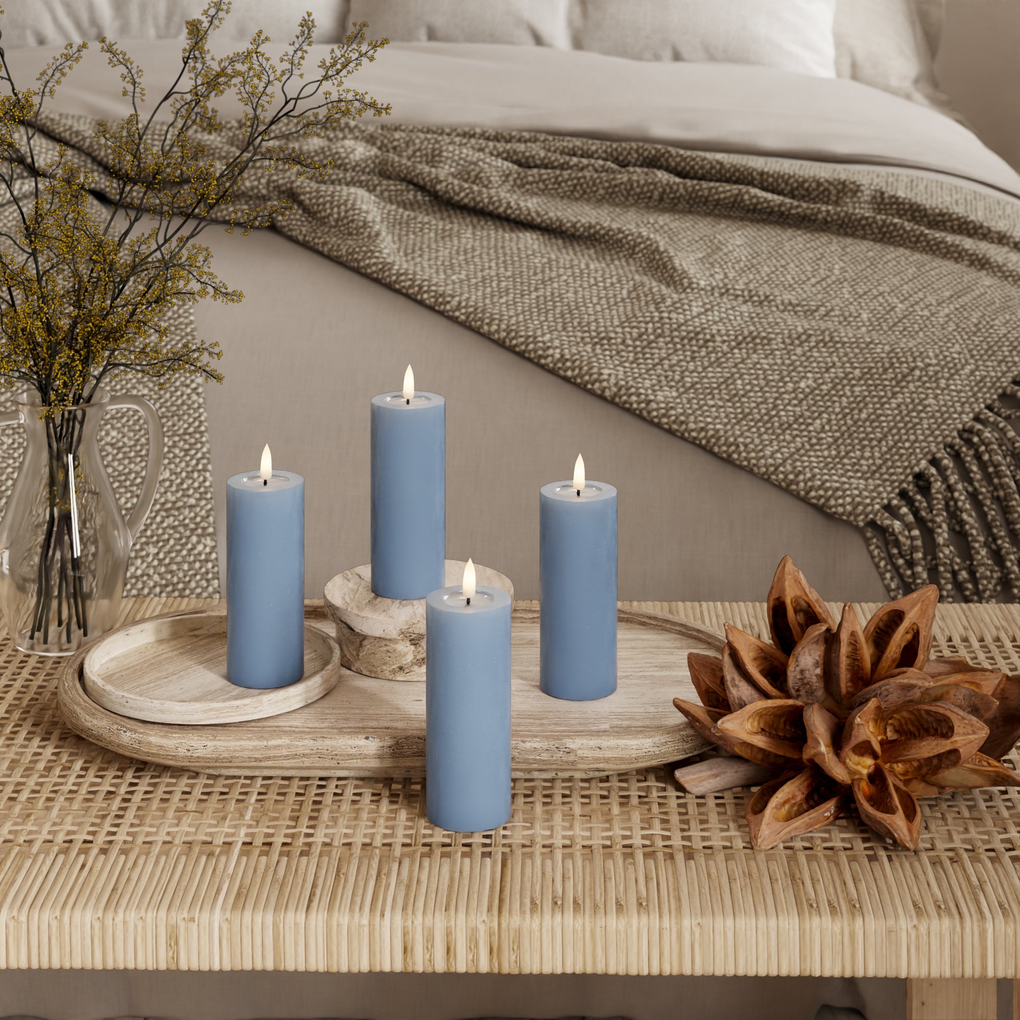 LED blokové světlo Ø 5 x 12,5 cm Ledově modrá - 4 ks