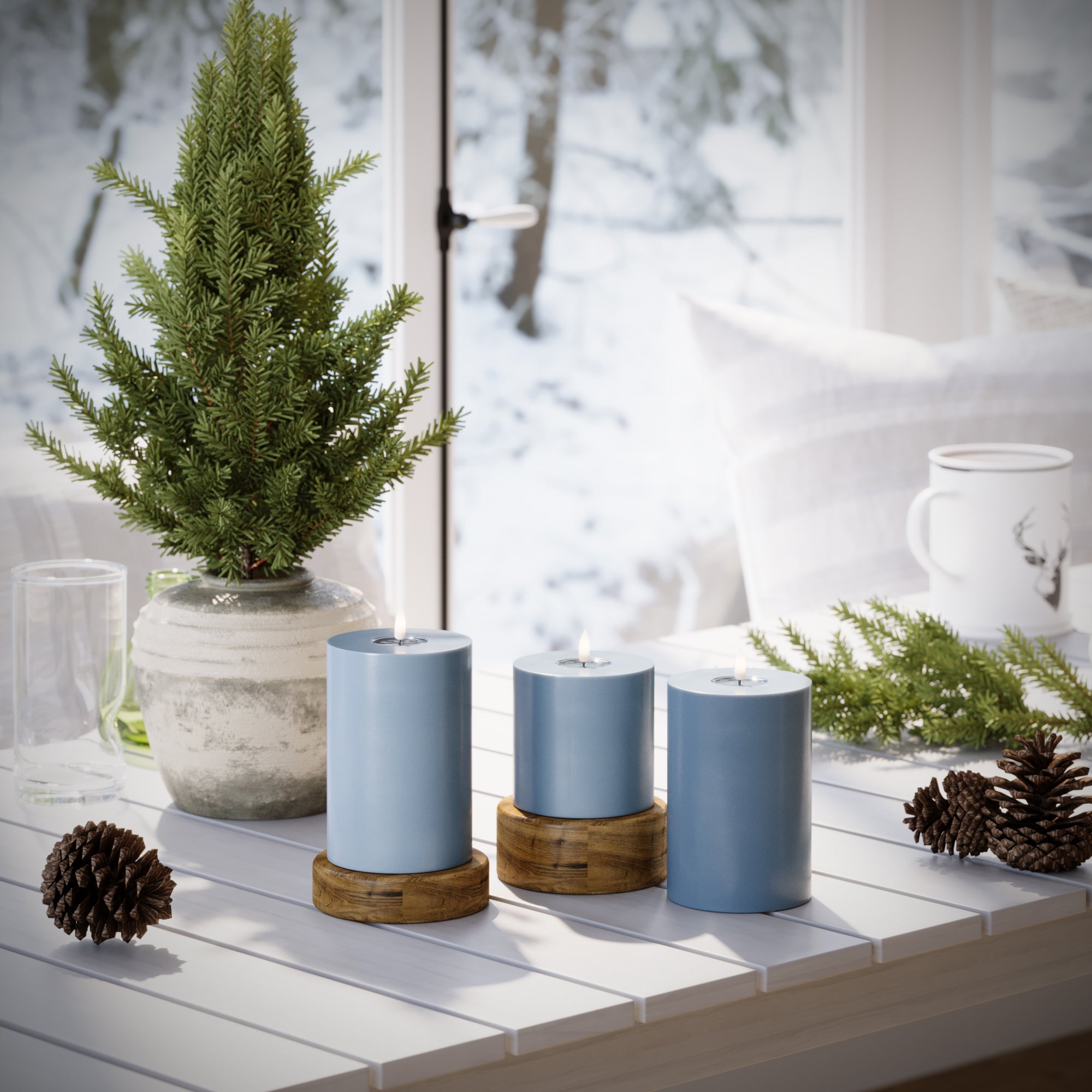 Φως μπλοκ LED Ø 10 x 10 + 15 + 20 cm Παγωμένο μπλε