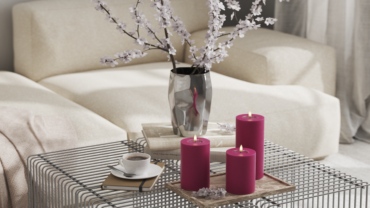LED Blokker lys med naturtro LED flamme