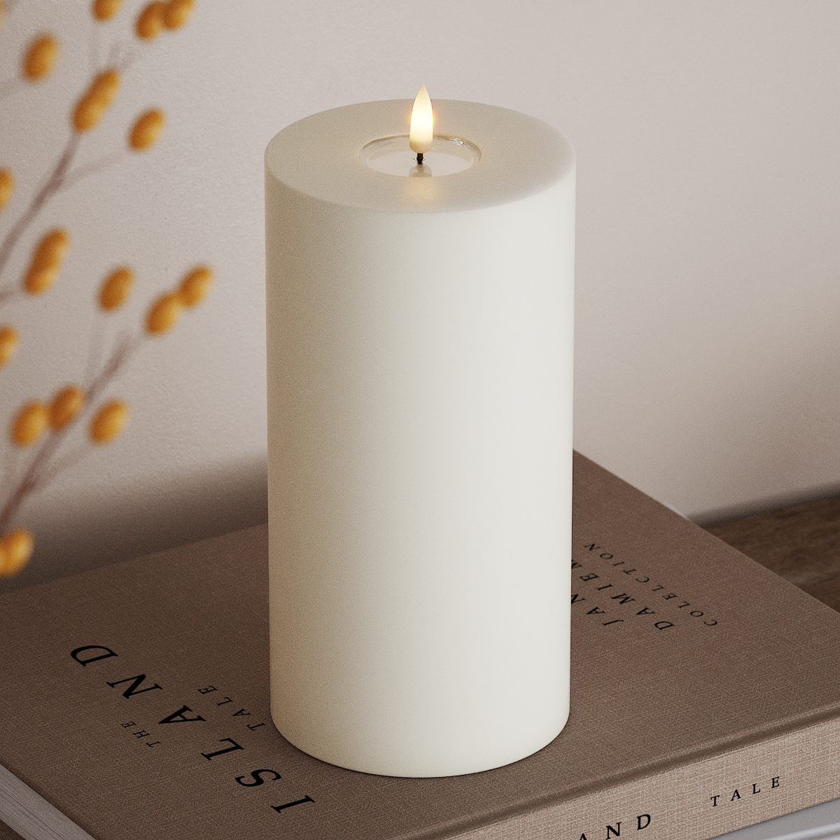 Deluxe Homeart Φωτιστικό μπλοκ LED Ø 10 x 20 cm Λευκό Φως μπλοκ LED 3