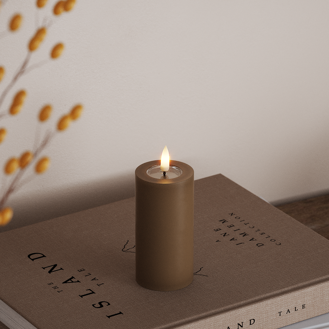 Deluxe Homeart LEDs Vela pilar Ø5x10cm Caramelo LEDs Vela pilar 4