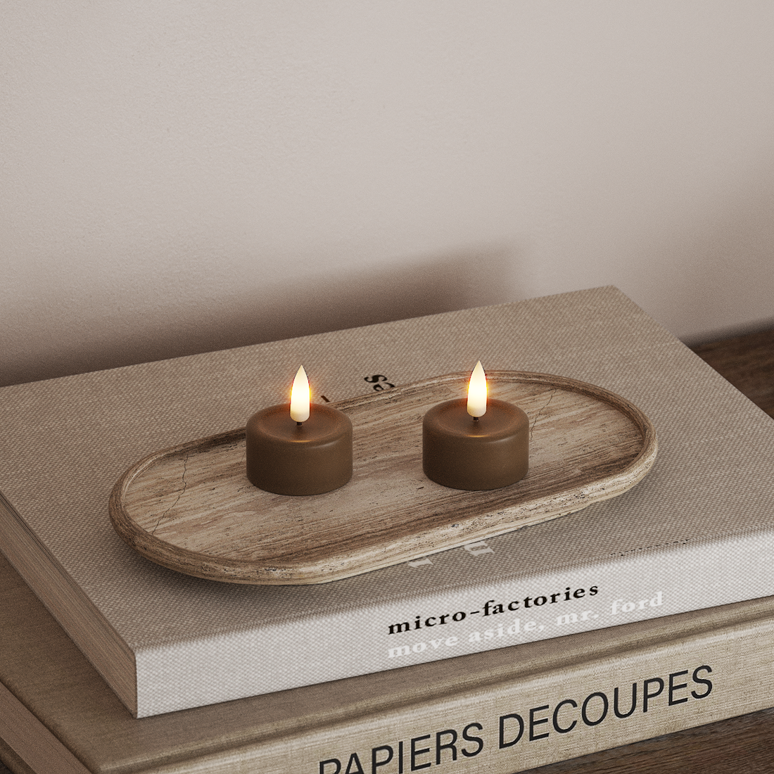 Deluxe Homeart LED-teeküünal 2 tk. Karamell LED-teeküünal 4