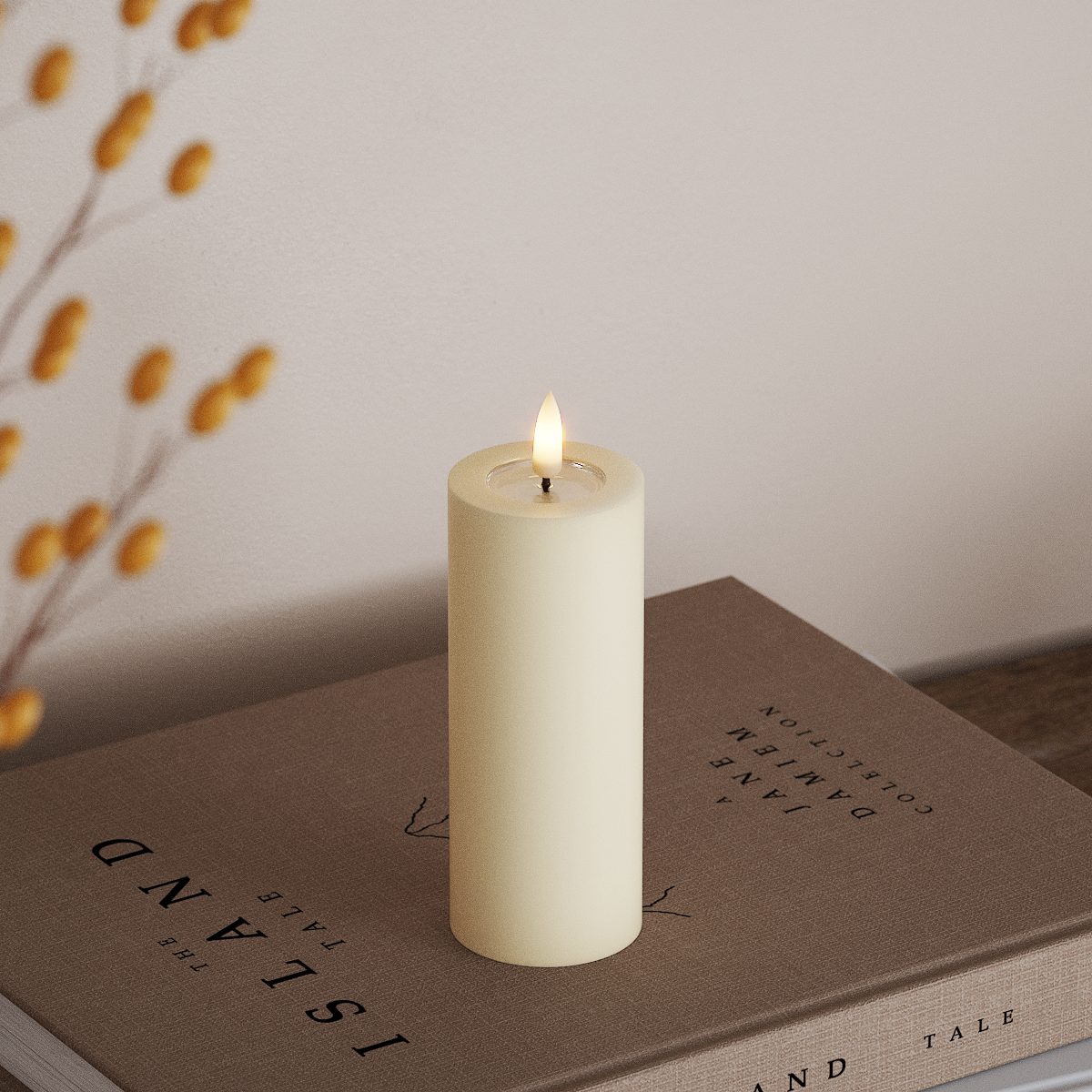 Deluxe Homeart LED Bloklys Ø 5 x 12,5 cm Cream LED bloklys 3