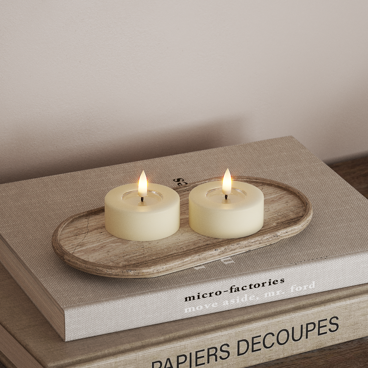 Deluxe Homeart Ρεσώ LED Jumbo 2 τεμ. Μεγάλο Κρεμ Φωτάκι τσαγιού LED jumbo 3