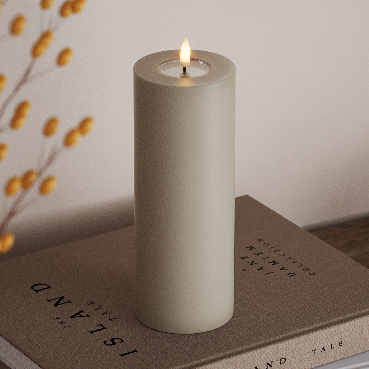 Deluxe Homeart LEDs Vela pilar Ø 7,5 x 20 cm Areia LEDs Vela pilar 3