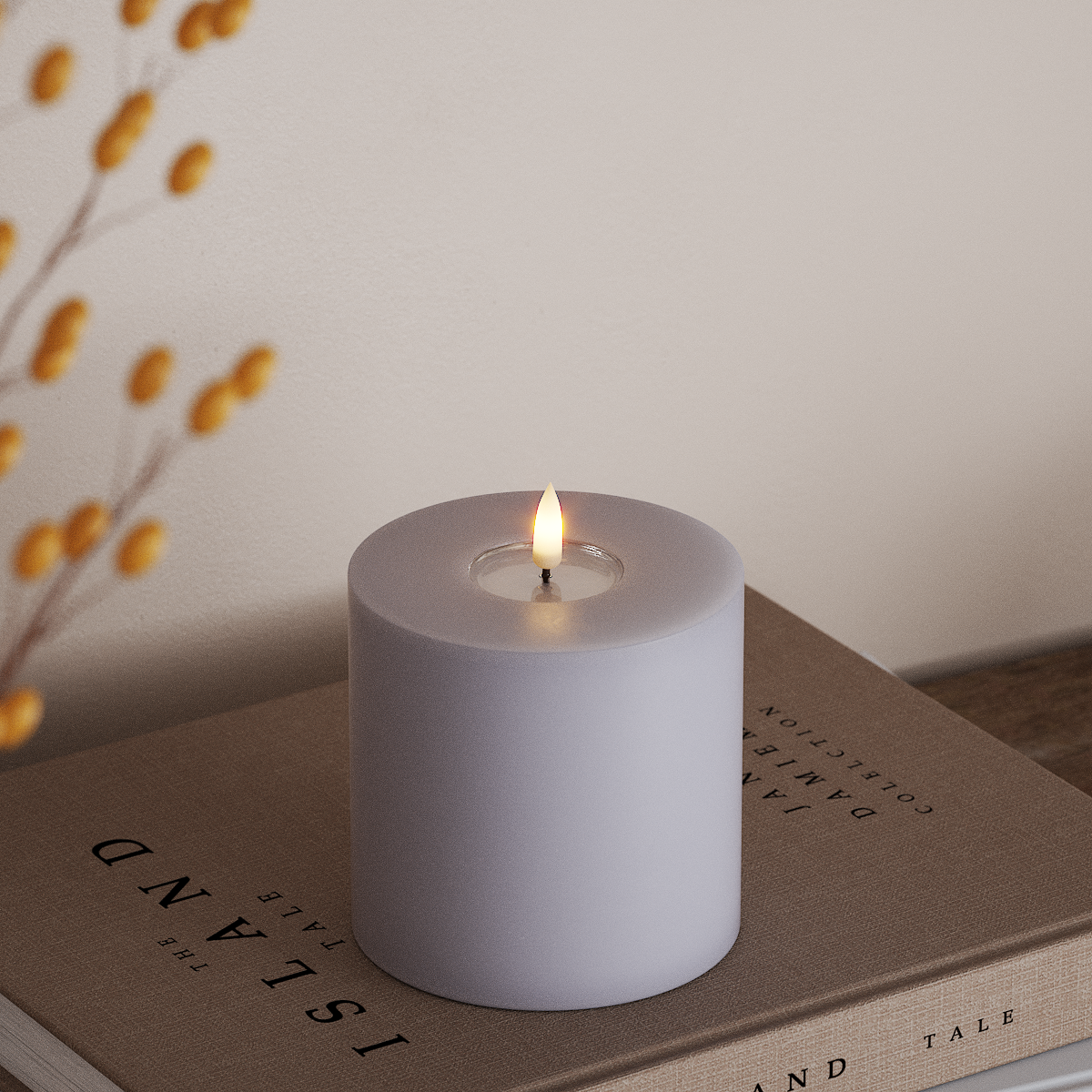 Deluxe Homeart LED blokové světlo Ø 10 x 10 cm Zaprášená modrá LED blokové světlo 3