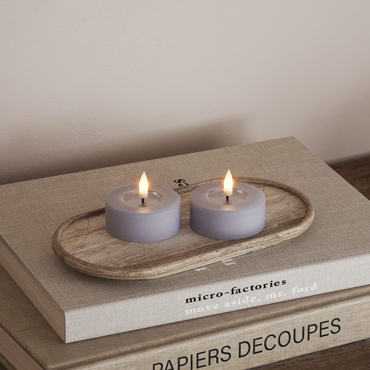 Deluxe Homeart LED Jumbo Fyrfadslys 2 stk. Store Støvet blå LED jumbo fyrfadslys 3