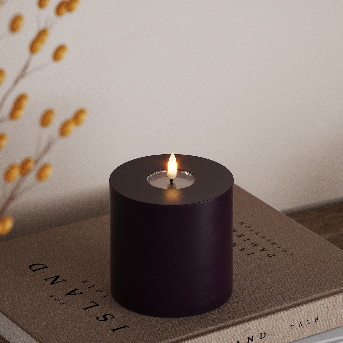 Deluxe Homeart LED Blokklys Ø 10 x 10 cm Mørkelilla LED blokklys 3