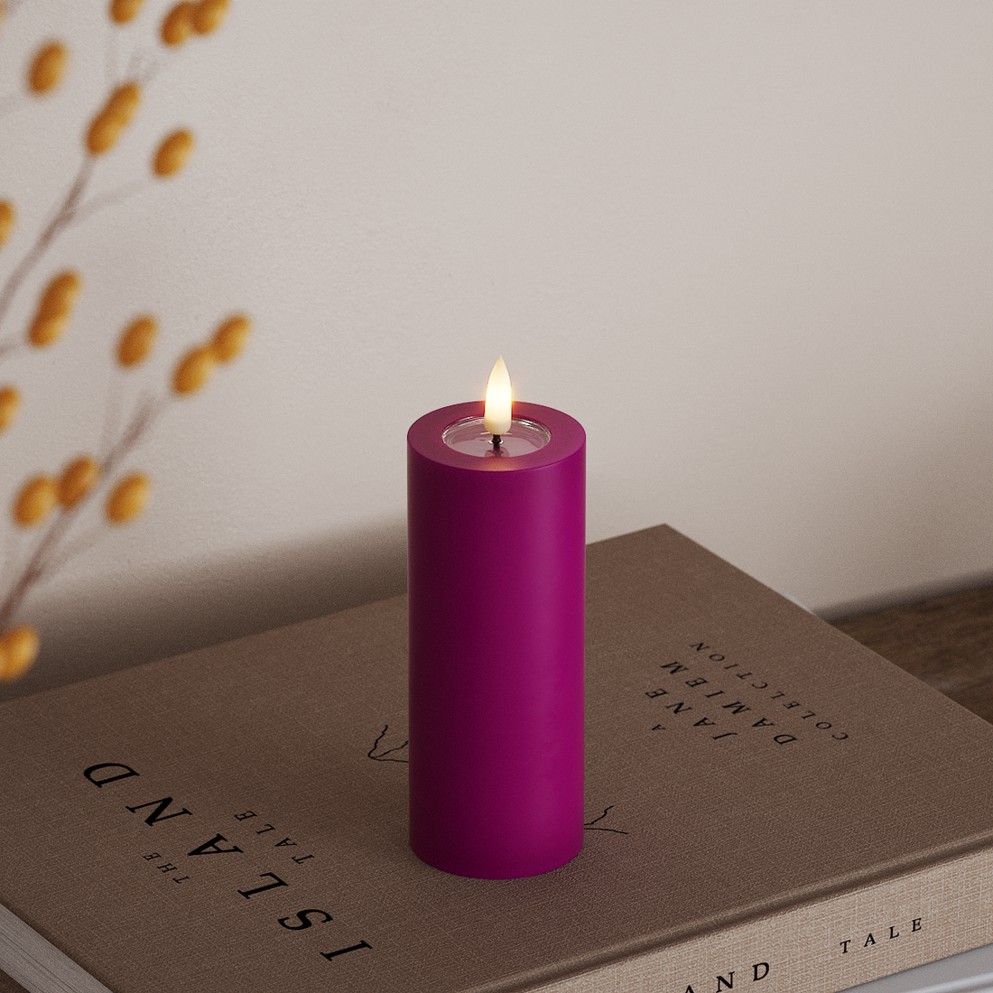 Deluxe Homeart LED Blockljus Ø 5 x 12,5 cm Violet LED Blockljus 4