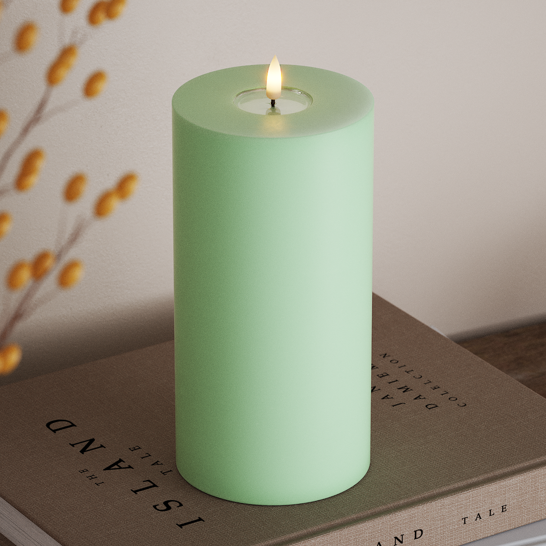 Deluxe Homeart LED Bloklys Ø 10 x 20 cm Mint LED bloklys 4