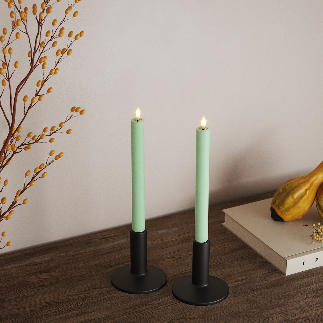 Deluxe Homeart LED Kronelys 2 stk, Ø 2 x 24 cm Mint LED kronelys 4