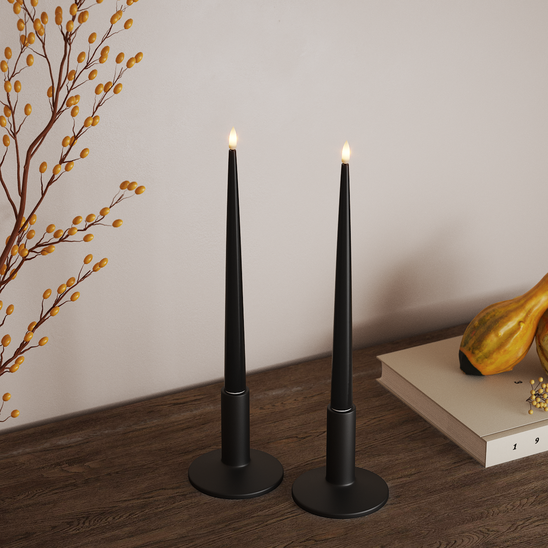 Deluxe Homeart LED Ljus Med Lack med Lack, 2 st 28 cm Svart LED Ljus Med Lack 4