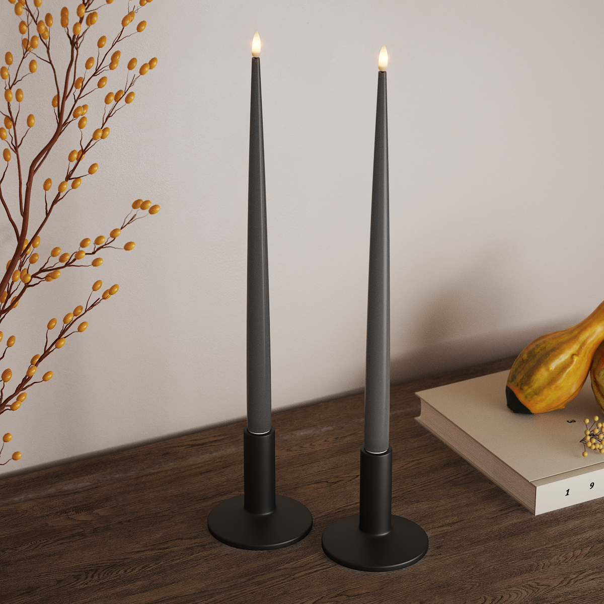 Deluxe Homeart LED Ljus Med Lack med Lack, 2 st 38 cm Grå LED Ljus Med Lack 3