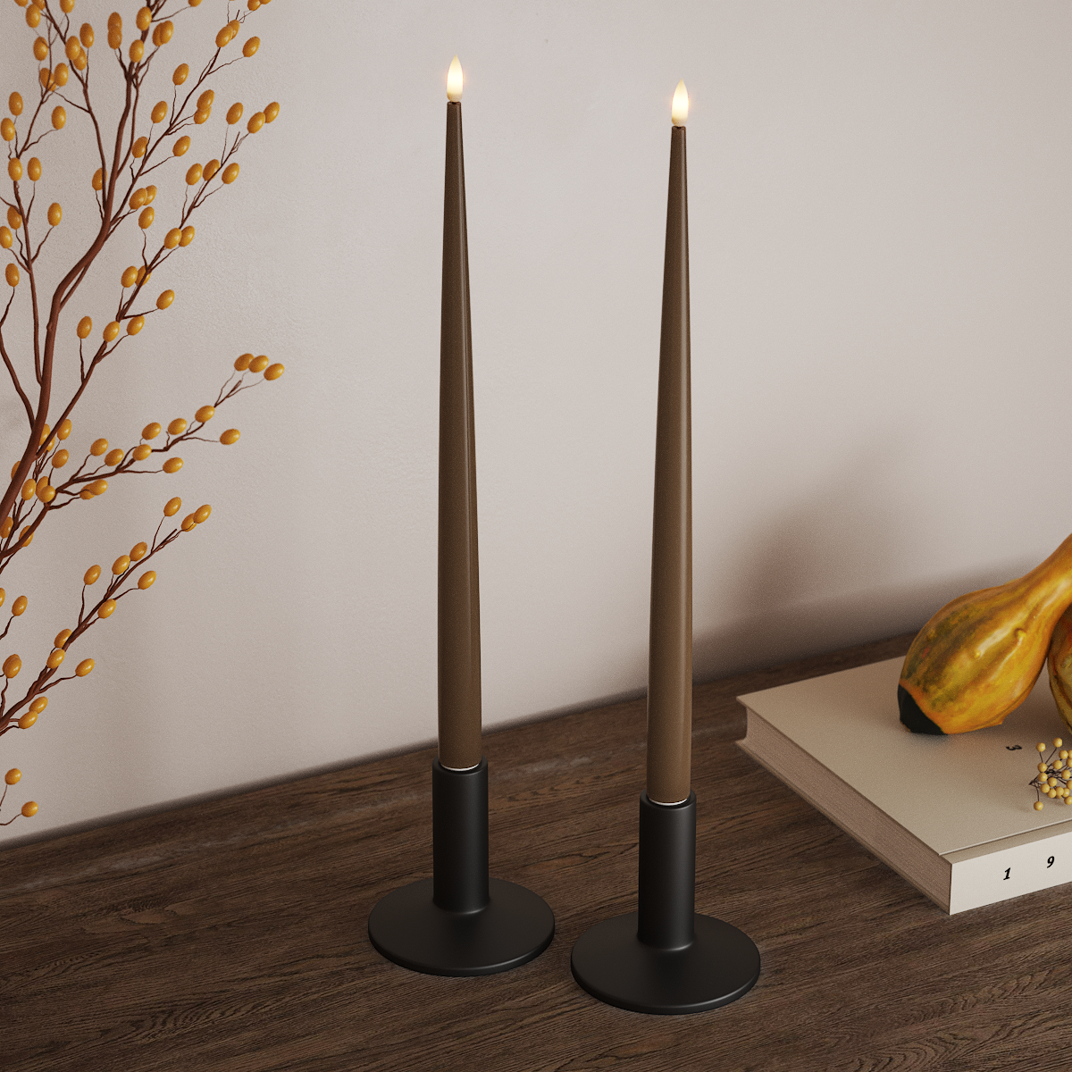 Deluxe Homeart LED světlo na svíčku s lakem, 2 ks 38 cm Karamelová LED světlo na svíčku 3