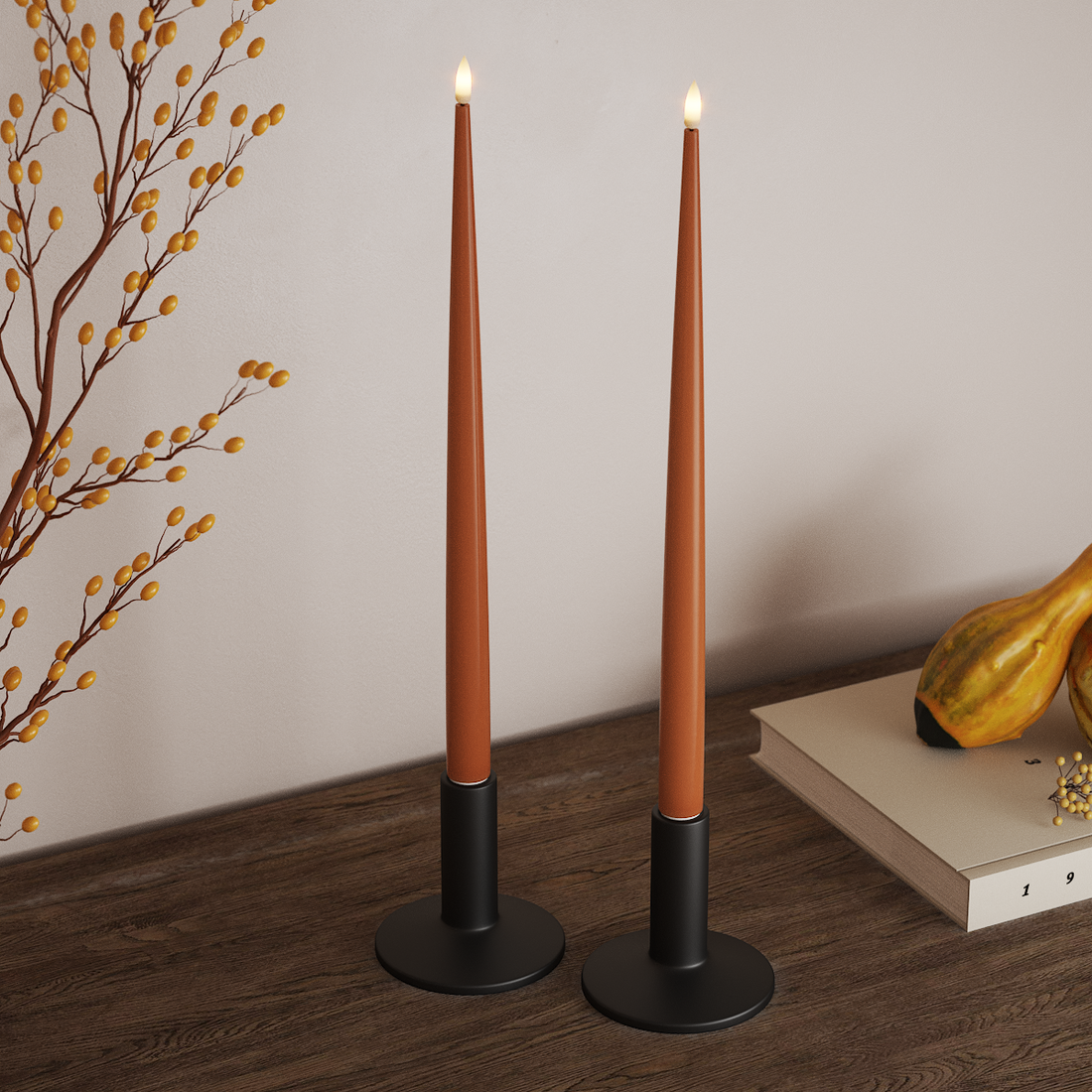 Deluxe Homeart LED světlo na svíčku s lakem, 2 ks 38 cm Oranžová LED světlo na svíčku 4