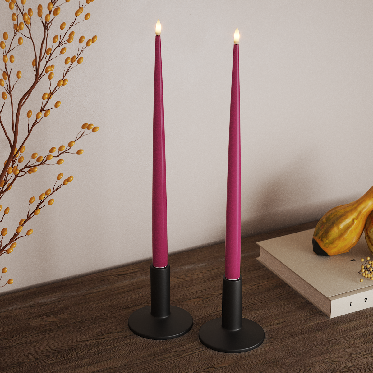 Deluxe Homeart Lakiga LED küünlavalgus, 2 tk 38 cm Purpurpunane LED küünlavalgus 3