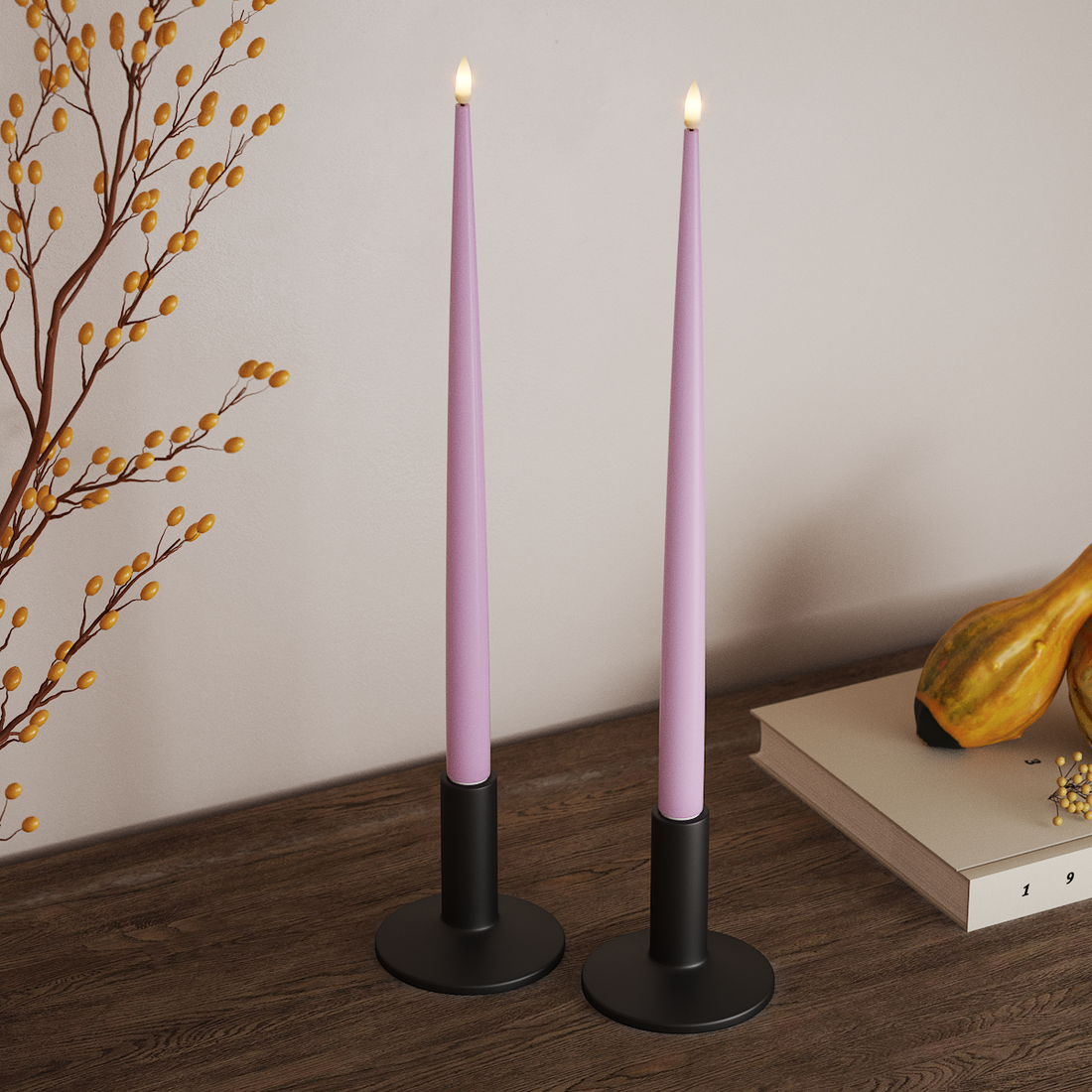 Deluxe Homeart LED Kertelys med Lak, 2 stk 38 cm Lavendel LED kertelys 4