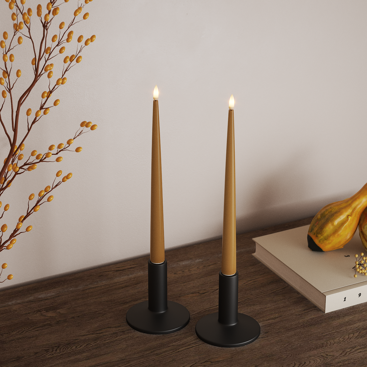 Deluxe Homeart Φωτιστικό κεριού LED με Λάκα, 2 τεμάχια 28 cm Κάρι Φως κεριού LED 3