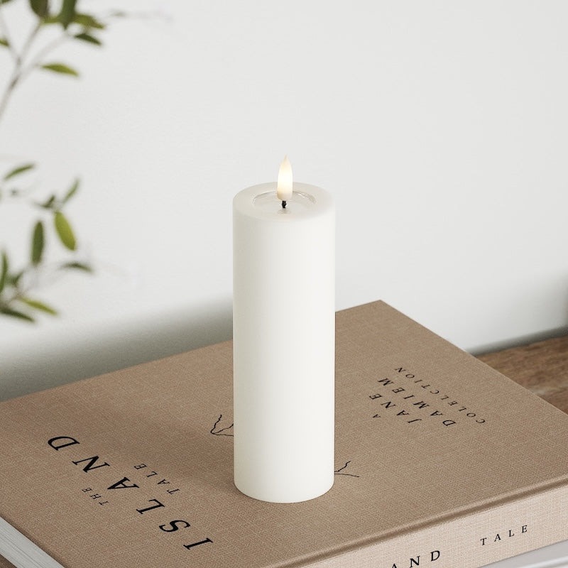 Deluxe Homeart LED Bloklys Ø 5 x 15 cm Hvid