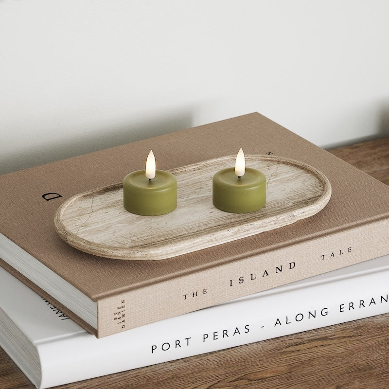 Deluxe Homeart LED Fyrfadslys 2 stk. Olivengrøn