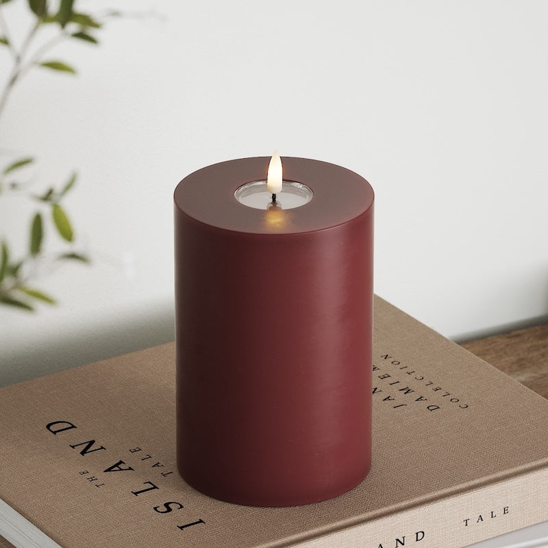 Deluxe Homeart LED Blockljus Ø 10 x 15 cm Bourgogne