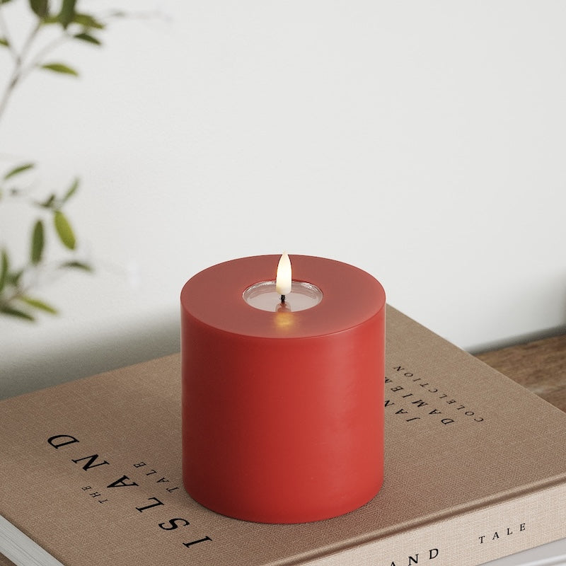 Deluxe Homeart LED Bloklys Ø 10 x 10 cm Rød