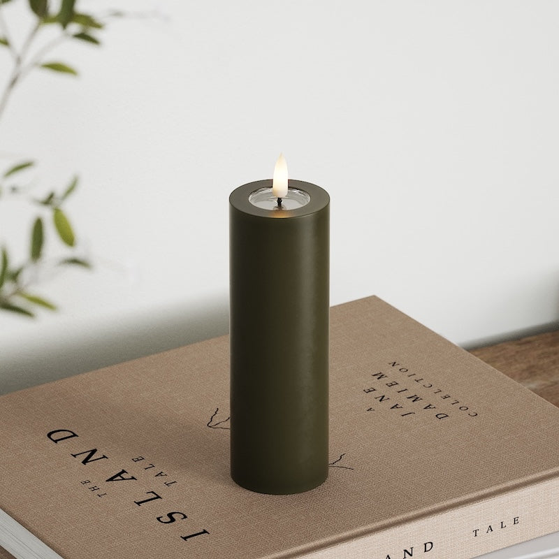 Deluxe Homeart Φωτιστικό μπλοκ LED Ø 5 x 15 cm Σκούρο πράσινο