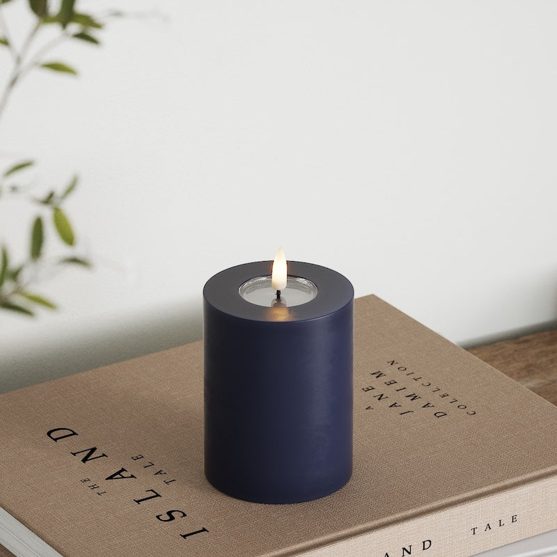 Deluxe Homeart LED Bloklys Ø 7,5 x 10 cm Kongeblå