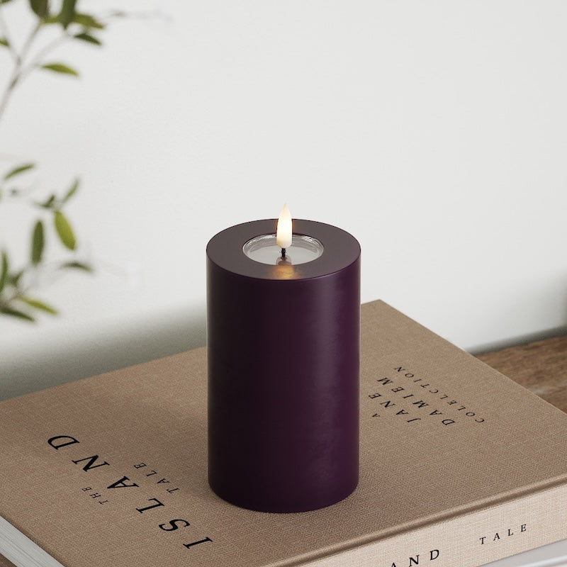 Deluxe Homeart Φωτιστικό μπλοκ LED Ø 7,5 x 12,5 cm Σκούρο μωβ