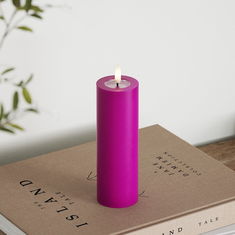 Deluxe Homeart LED Bloklys Ø 5 x 15 cm Violet