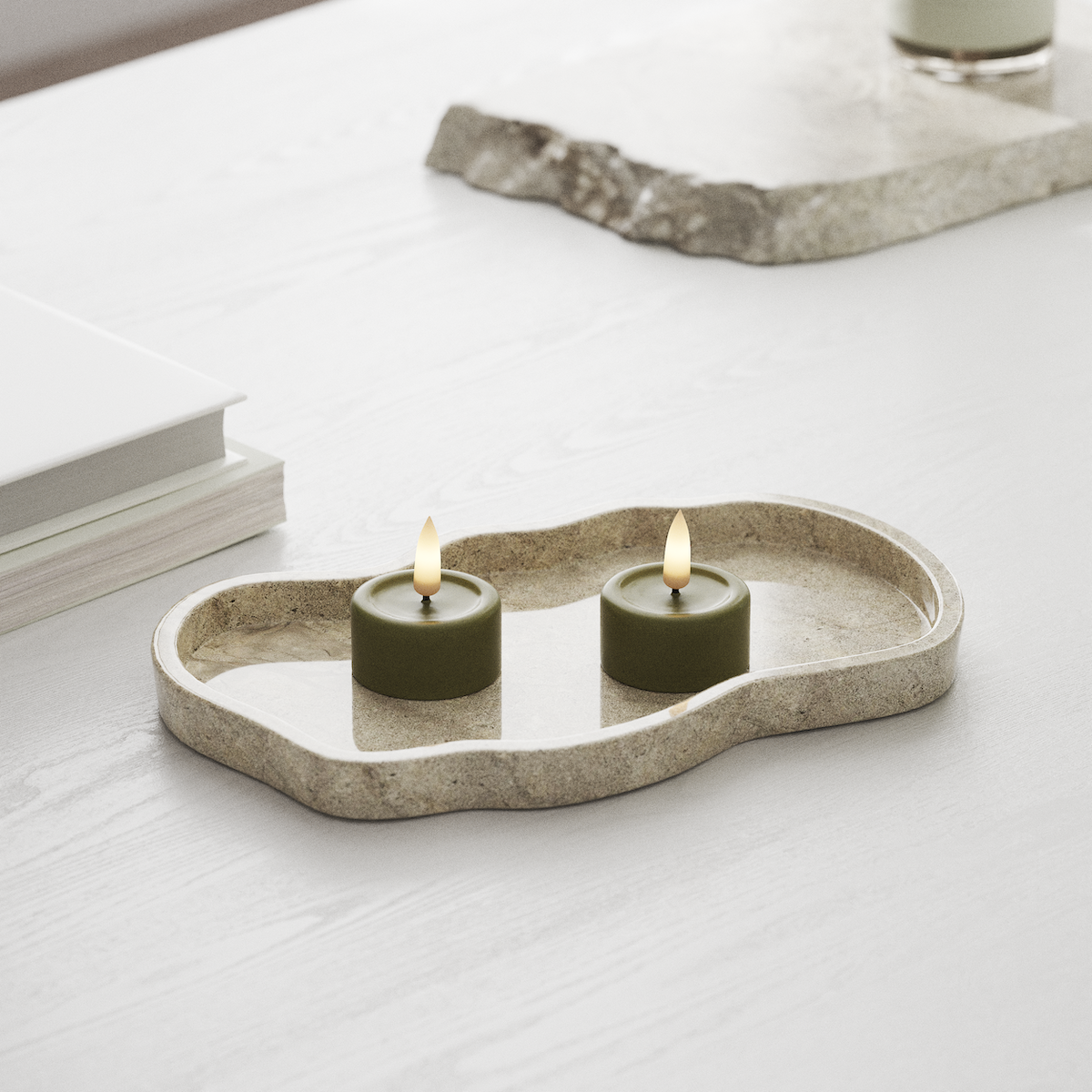 Deluxe Homeart LED Fyrfadslys 2 stk. Olivengrøn LED fyrfadslys 1