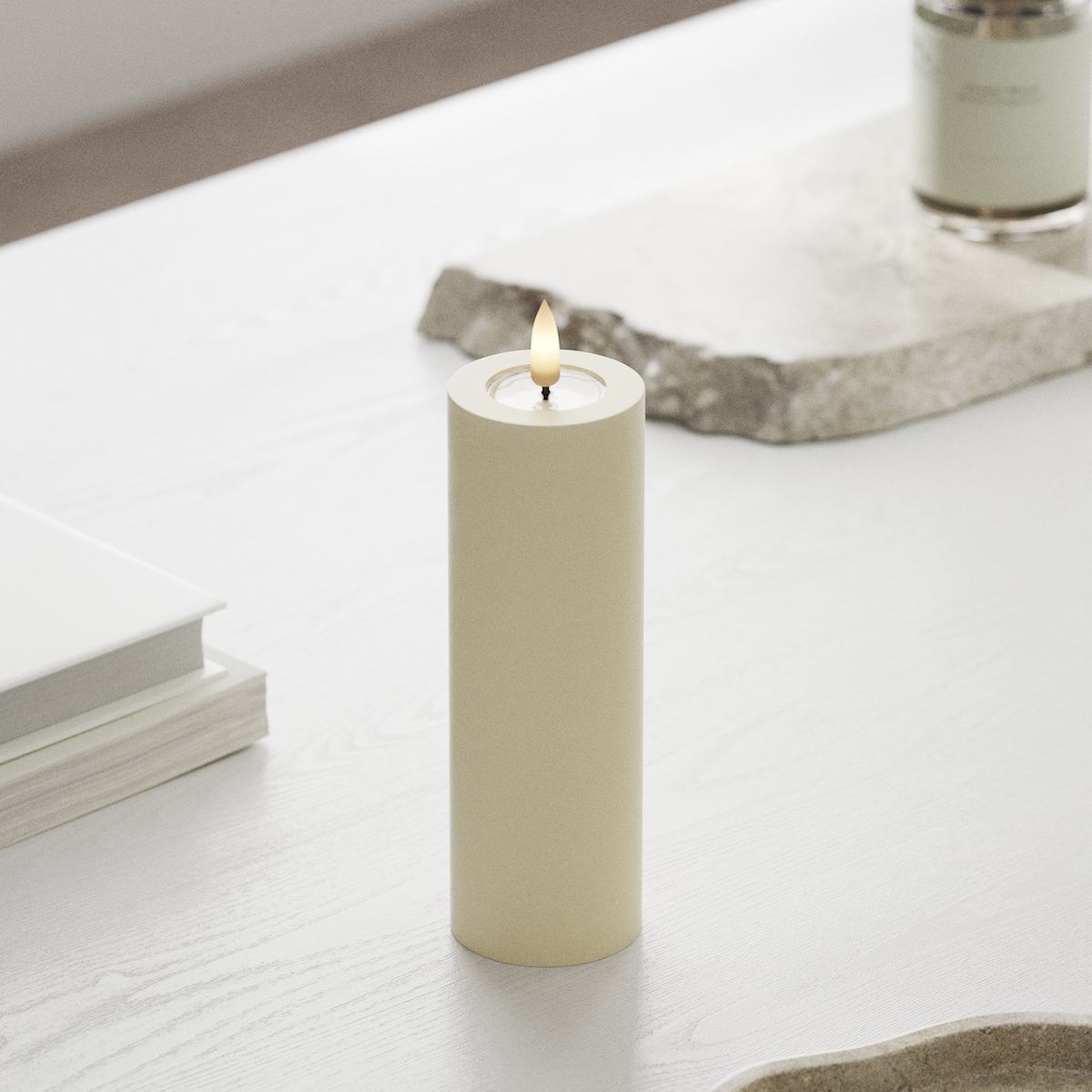 Deluxe Homeart LED blokové světlo Ø 5 x 15 cm Krémová LED blokové světlo 1