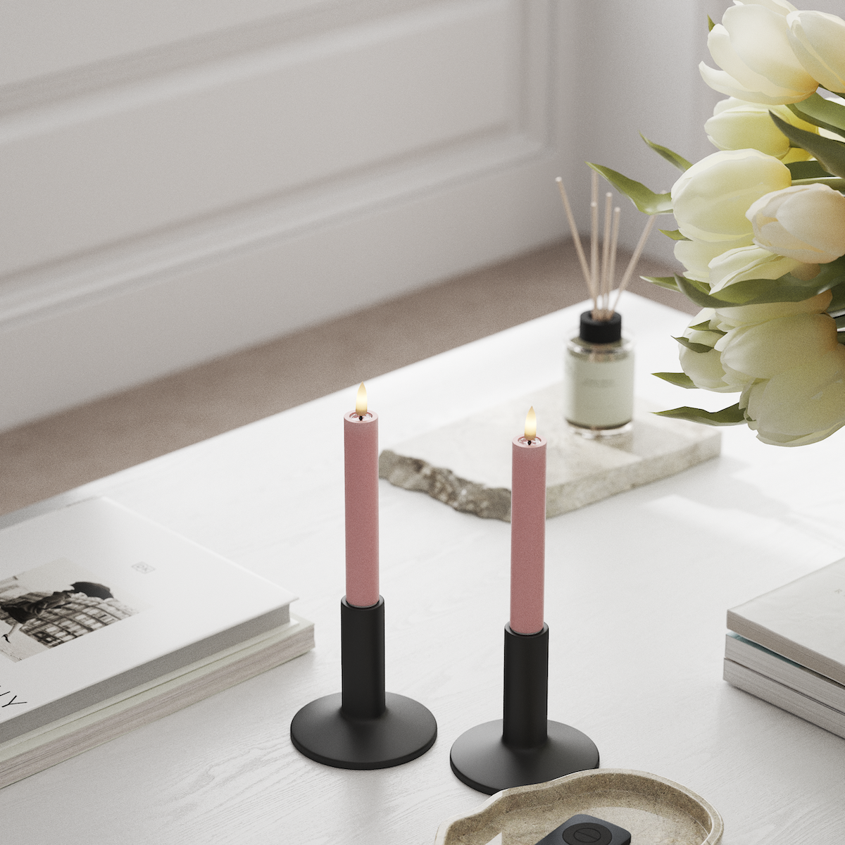 Deluxe Homeart Korunka LED 2 ks, Ø 2 x 15 cm Světle růžová LED korunkové světlo 1