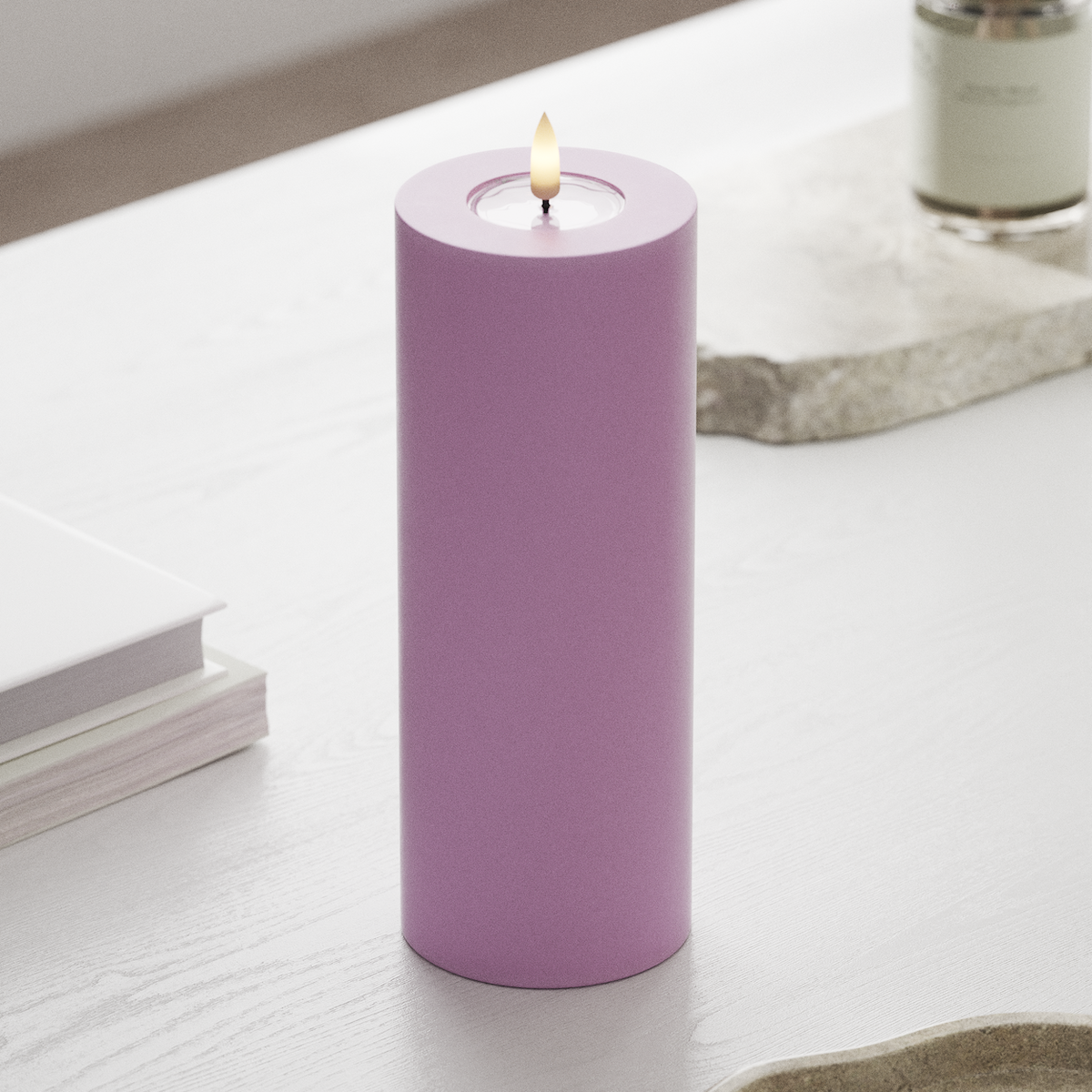 Deluxe Homeart LED Blokklys Ø 7,5 x 20 cm Lavendel LED blokklys 1