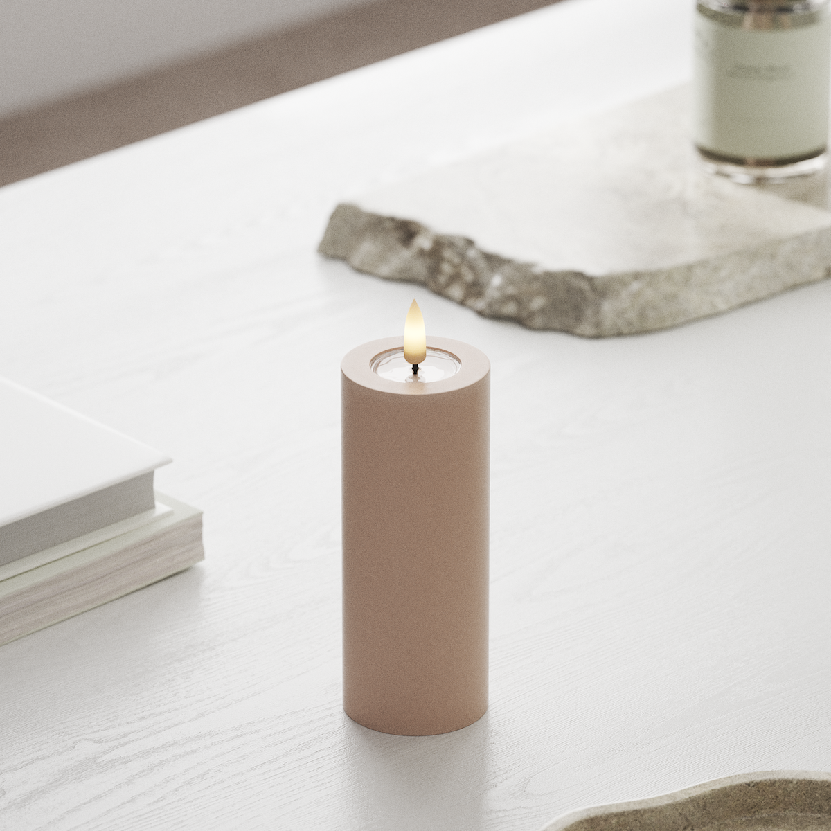 Deluxe Homeart LED Bloklys Ø 5 x 12,5 cm Rose LED bloklys 1