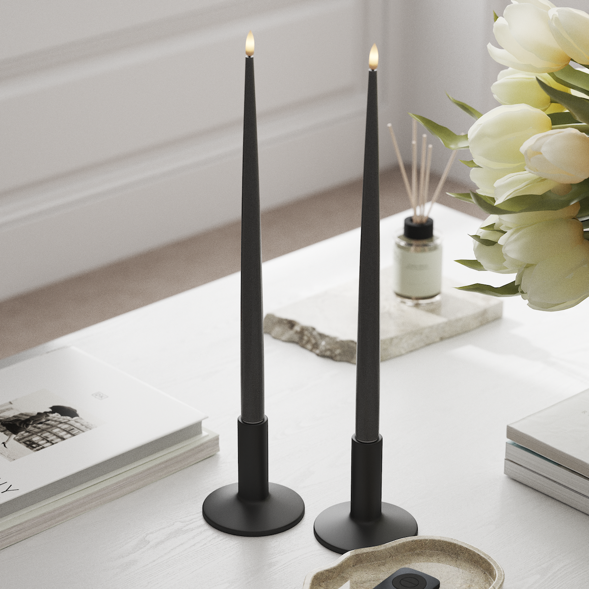 Deluxe Homeart LED Ljus Med Lack med Lack, 2 st 38 cm Grå LED Ljus Med Lack 1