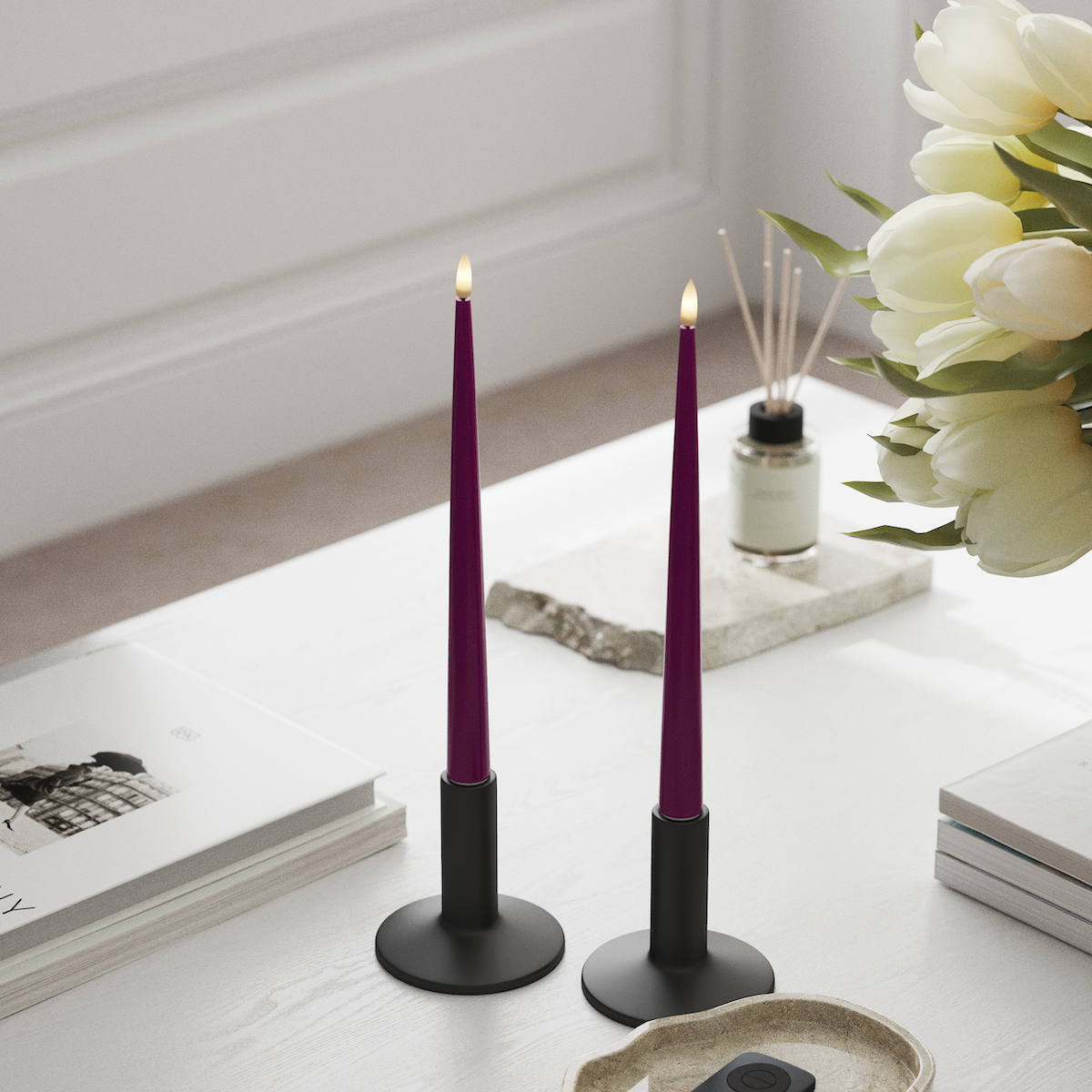 Deluxe Homeart Lakiga LED küünlavalgus, 2 tk 28 cm Violett LED küünlavalgus 1