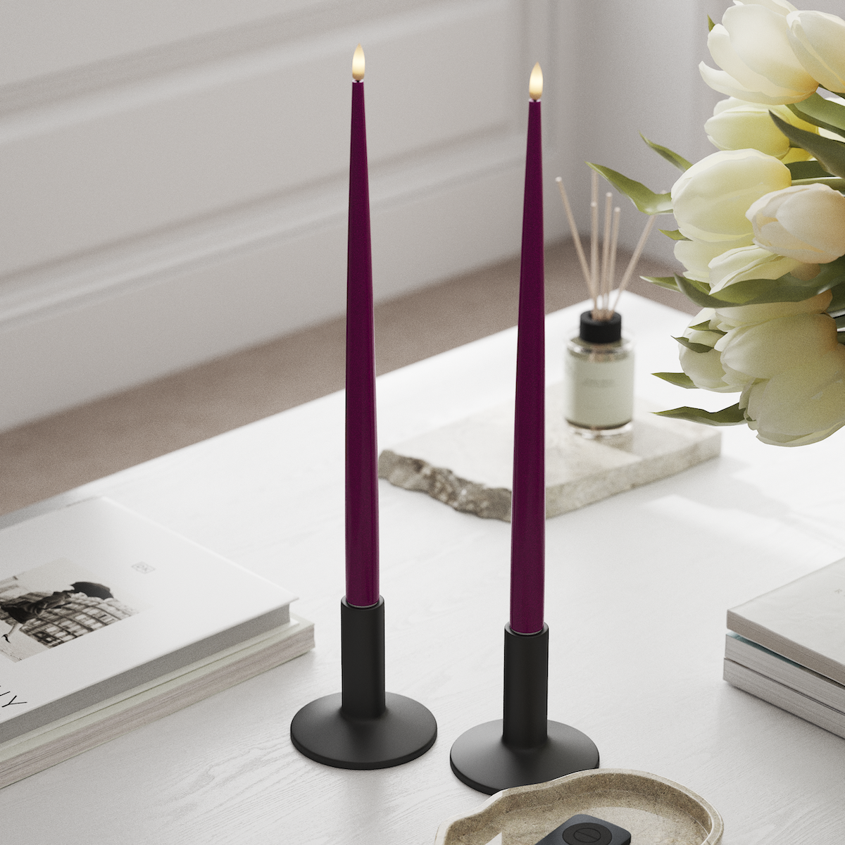 Deluxe Homeart Lakiga LED küünlavalgus, 2 tk 38 cm Violett LED küünlavalgus 1