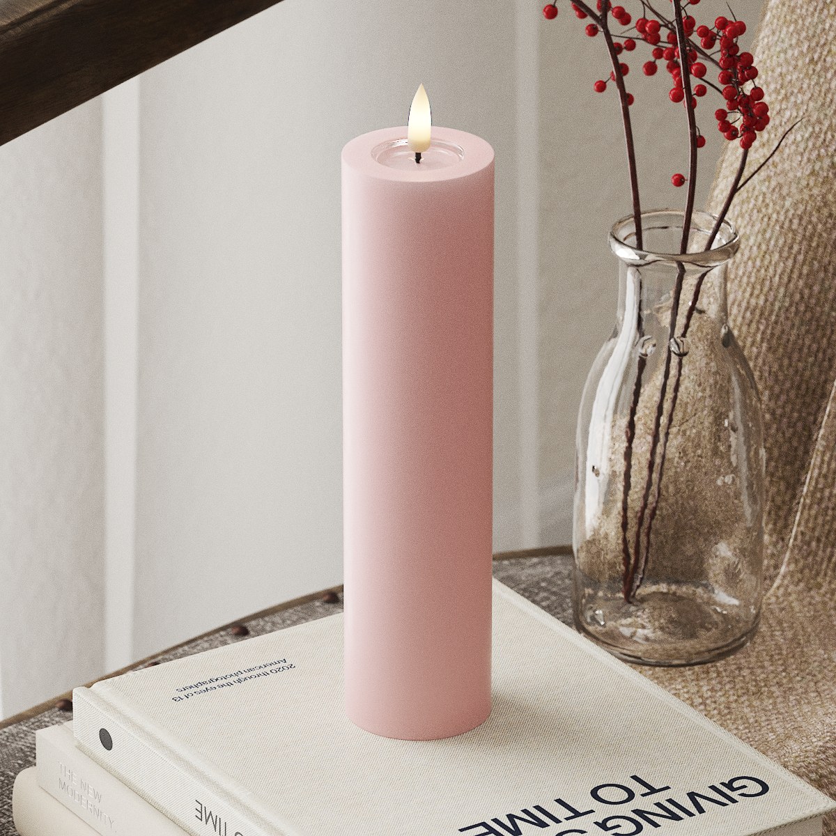 Deluxe Homeart Φωτιστικό μπλοκ LED Ø 5 x 20 cm Ανοιχτό ροζ Φως μπλοκ LED 4