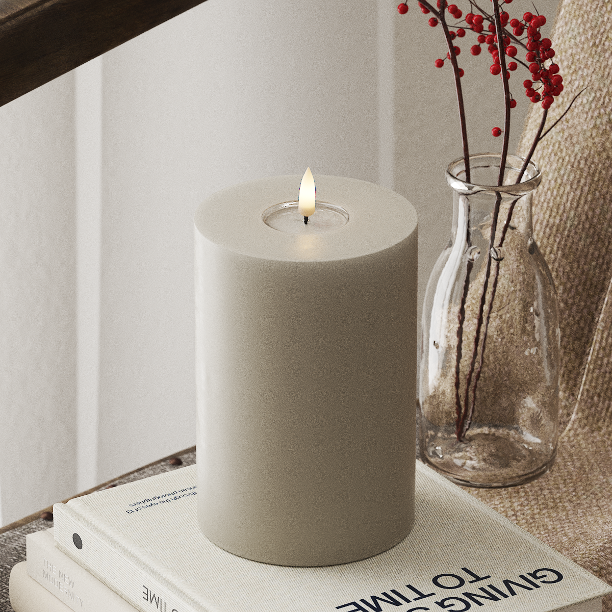 Deluxe Homeart LEDs Vela pilar Ø10x15cm Areia LEDs Vela pilar 4