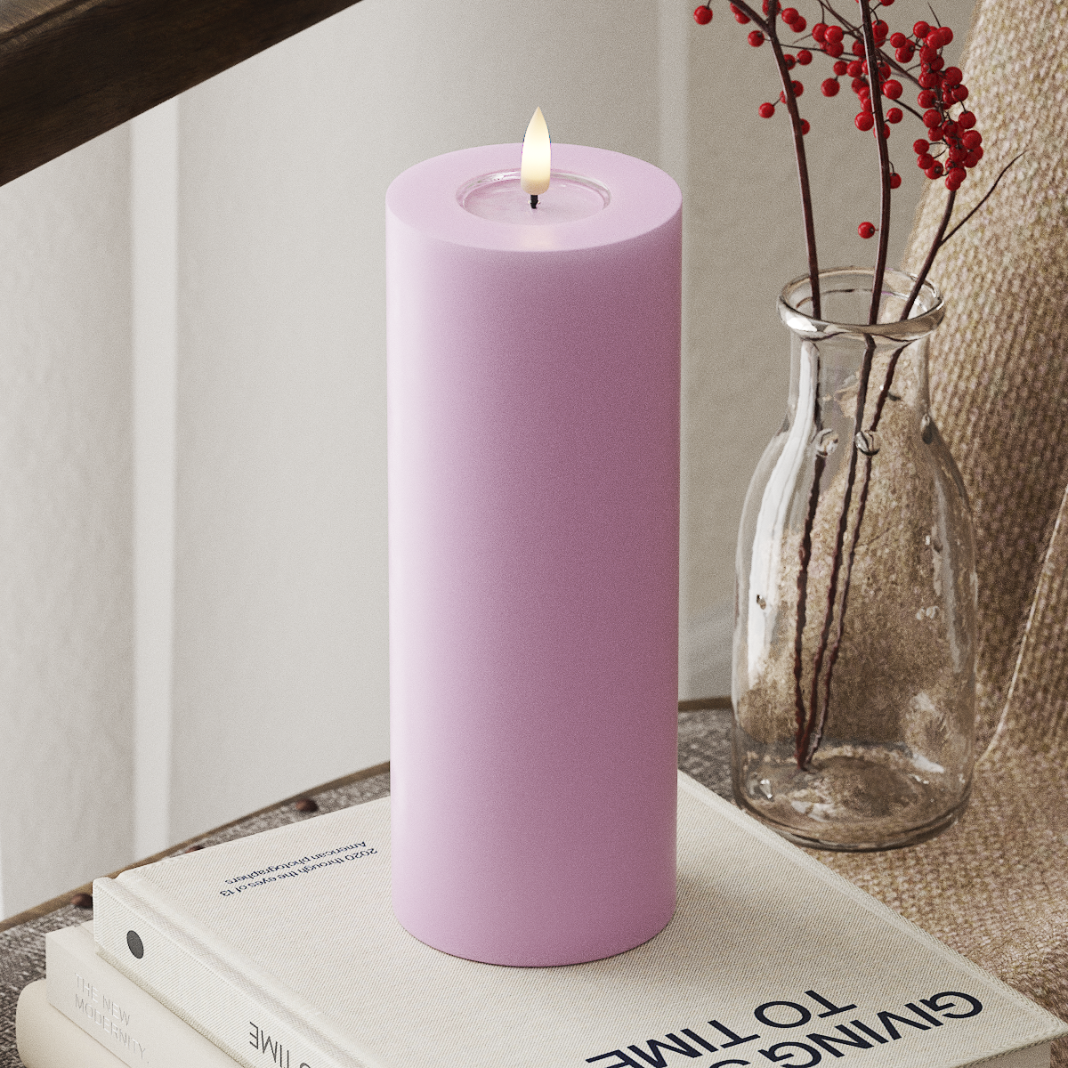 Deluxe Homeart LED Blokklys Ø 7,5 x 20 cm Lavendel LED blokklys 4